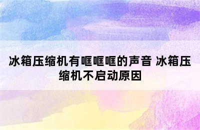 冰箱压缩机有哐哐哐的声音 冰箱压缩机不启动原因